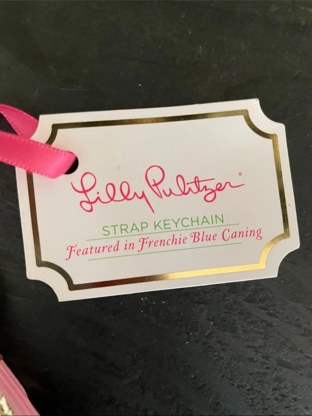 NWT Lilly Pulitzer “Frenchie Blue Caning” Patterned Wrist strap Keychain